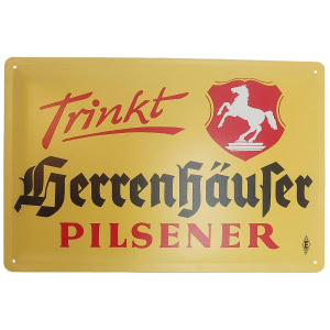 Blechschild „Trinkt Herrenhäuser Pilsener"